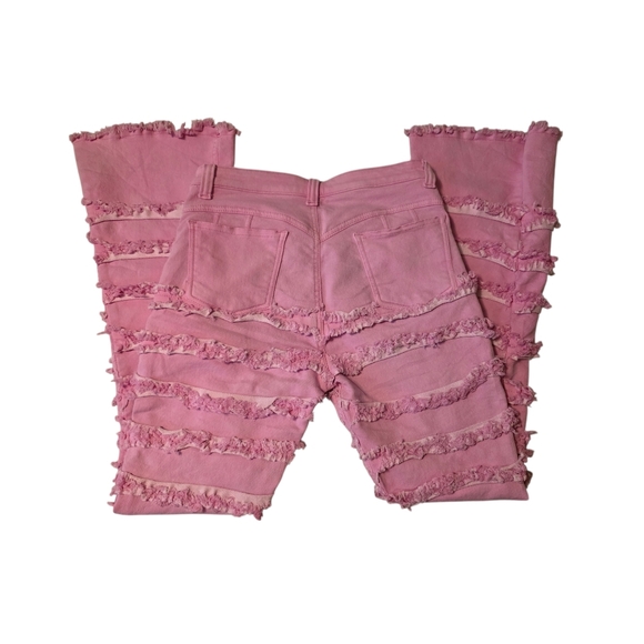 A.R. Jeanz Pink Distressed Women's Stacked Jeans - Picture 2 of 3